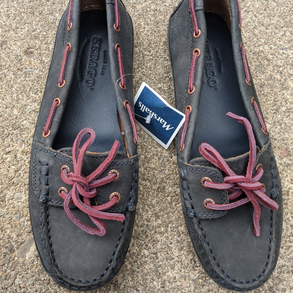 - NWT Sebago Navy Blue Leather Loafers Size 8M